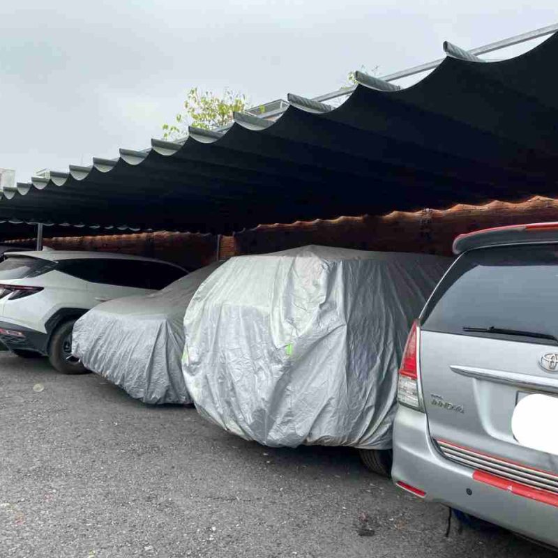 kho bãi để xe hơi có mái che chắn